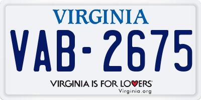 VA license plate VAB2675