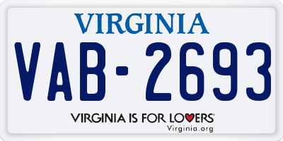 VA license plate VAB2693