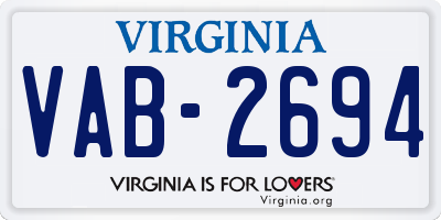 VA license plate VAB2694