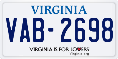 VA license plate VAB2698