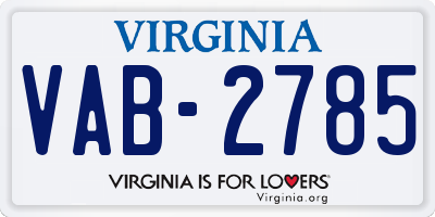 VA license plate VAB2785