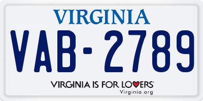 VA license plate VAB2789