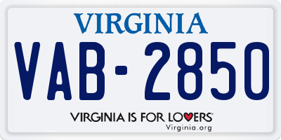 VA license plate VAB2850