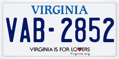 VA license plate VAB2852