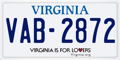 VA license plate VAB2872