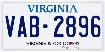 VA license plate VAB2896