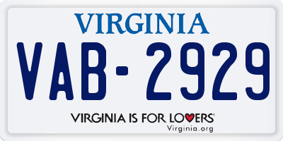 VA license plate VAB2929