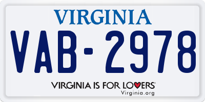 VA license plate VAB2978