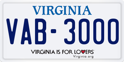 VA license plate VAB3000