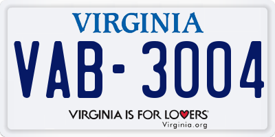 VA license plate VAB3004