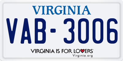 VA license plate VAB3006