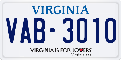 VA license plate VAB3010