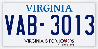 VA license plate VAB3013