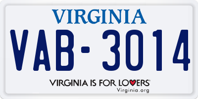 VA license plate VAB3014