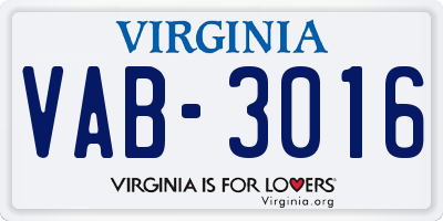 VA license plate VAB3016