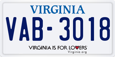 VA license plate VAB3018