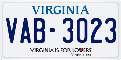 VA license plate VAB3023