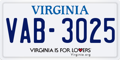 VA license plate VAB3025