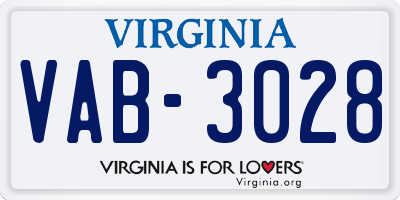 VA license plate VAB3028