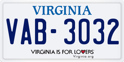 VA license plate VAB3032