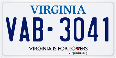 VA license plate VAB3041