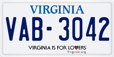 VA license plate VAB3042