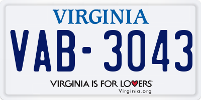 VA license plate VAB3043