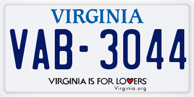 VA license plate VAB3044