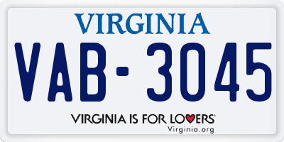 VA license plate VAB3045