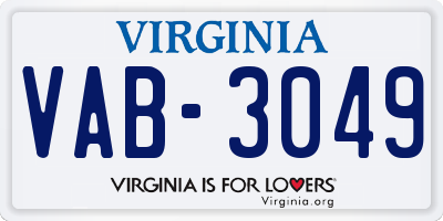 VA license plate VAB3049