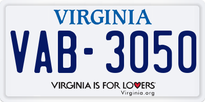 VA license plate VAB3050