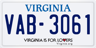 VA license plate VAB3061