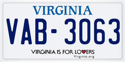 VA license plate VAB3063