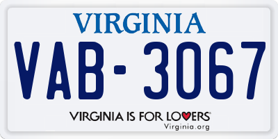 VA license plate VAB3067
