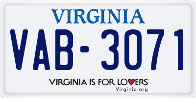 VA license plate VAB3071