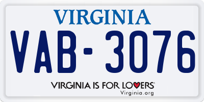 VA license plate VAB3076