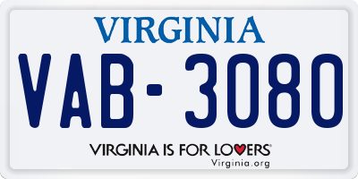 VA license plate VAB3080