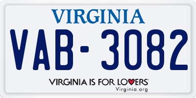 VA license plate VAB3082