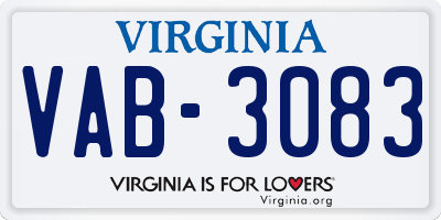 VA license plate VAB3083