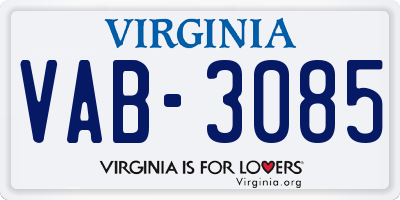 VA license plate VAB3085