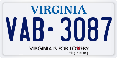 VA license plate VAB3087