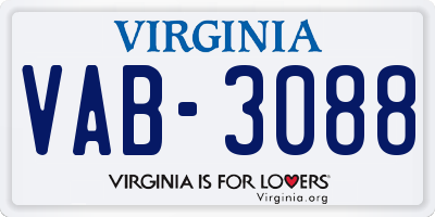 VA license plate VAB3088