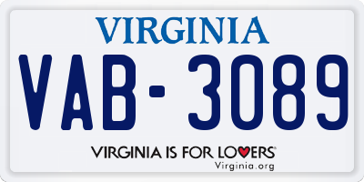 VA license plate VAB3089