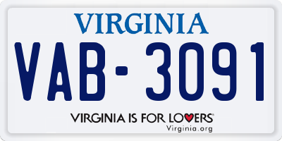 VA license plate VAB3091