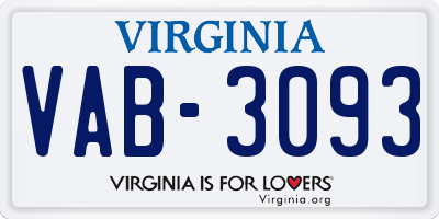 VA license plate VAB3093