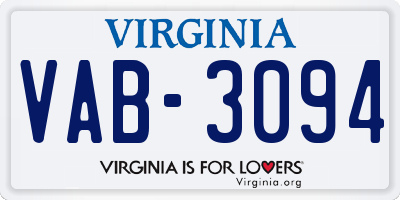 VA license plate VAB3094