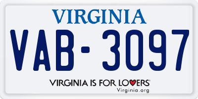 VA license plate VAB3097