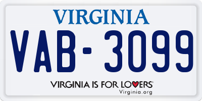 VA license plate VAB3099