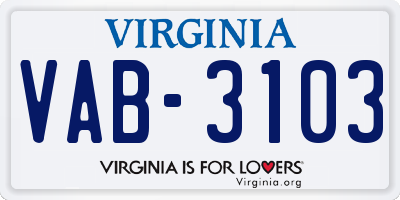 VA license plate VAB3103