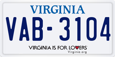 VA license plate VAB3104